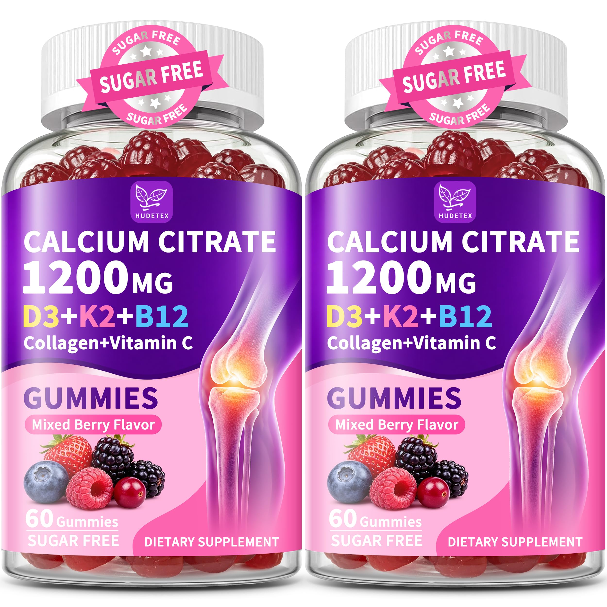 (2 Pack) Calcium Citrate 1200 mg with Vitamin D3 Gummies for Women & Men,Calcium Supplements for Bone & Teeth Support,High Absorption - Easy to Digest, Sugar Free,Vegan,Orange Flavor,60 Day Supply — Amazon image 10