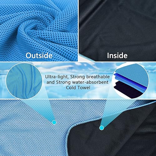 Miniatura 5 de Amgico Paquete de 4 toallas refrescantes, toallas de sudor para climas cálidos y fríos, transpirables, suaves, ligeras, para la cara y el cuello,