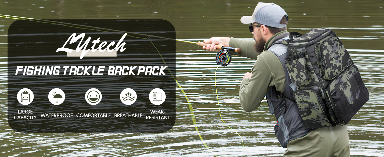 Sac à dos de pêche Tackle Sling Bag, sac à dos de pêche avec porte-canne, rangement léger | Sac de rangement étanche pour sac à dos à bandoulière pour l'extérieur, boîte de
