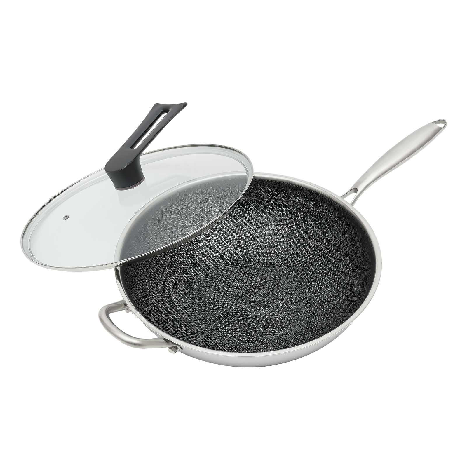 Wok de acero inoxidable de 13.4 pulgadas con tapa miniatura 7