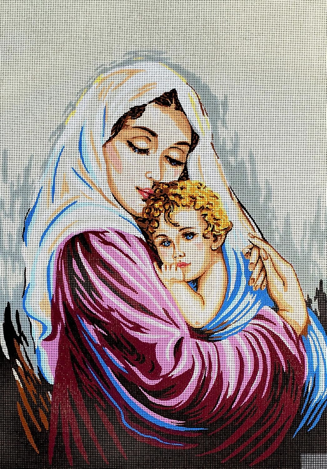 GobelinL Needlepoint Painted Canvas Tapestry Gobelin - Madonna and Child 24"x32" 10.539