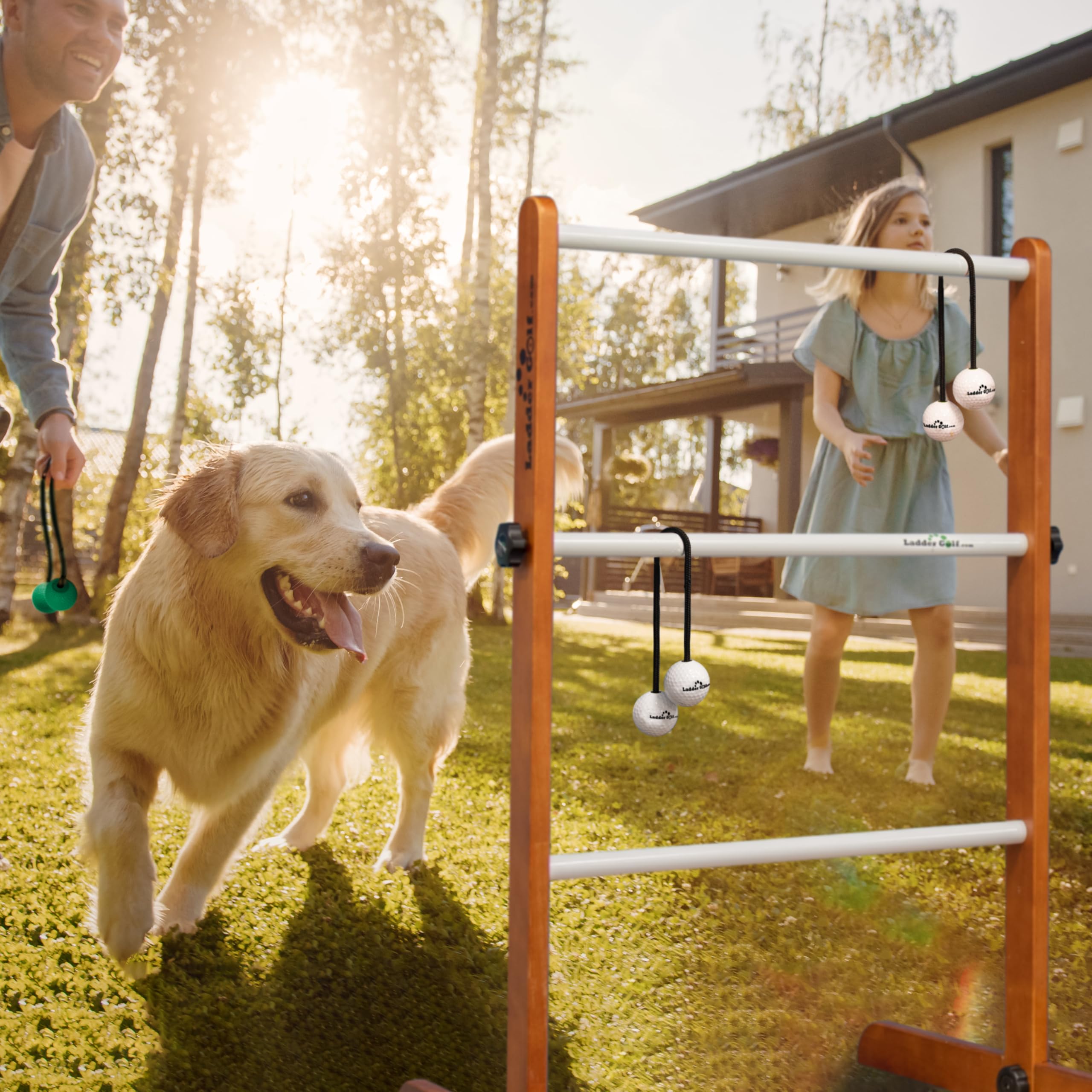 Ladder Golf - Einzelleiter-Ballspiel (grüne + weiße Bolas), offizielles Markenspiel (G/W)