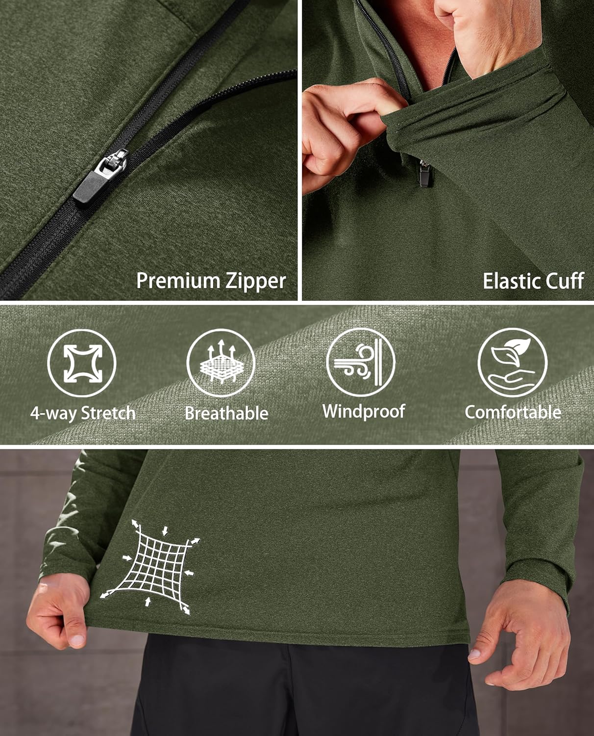 KEFITEVD Men's Quarter Zip Pullover Fleece Lined Long Sleeve Golf Shirt 1/4 Zip Sweatshirts Thermal Winter Sweaters - Image 5