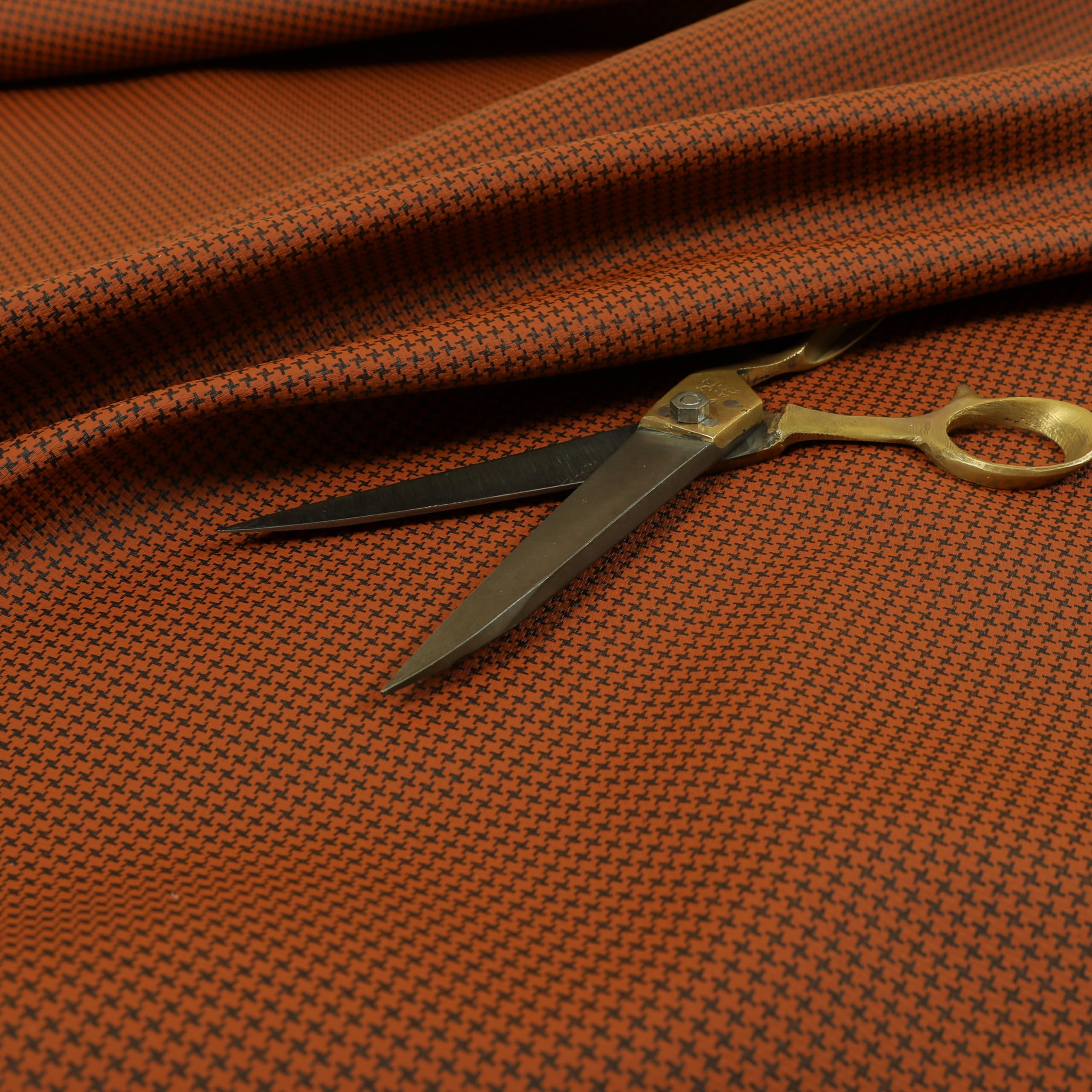 Redbrick Mill Fabrics Flame Retardant Modern Designer Houndstooth Pattern Faux Leather Orange Vinyl Upholstery Fabrics (1 Metre) โ image 1