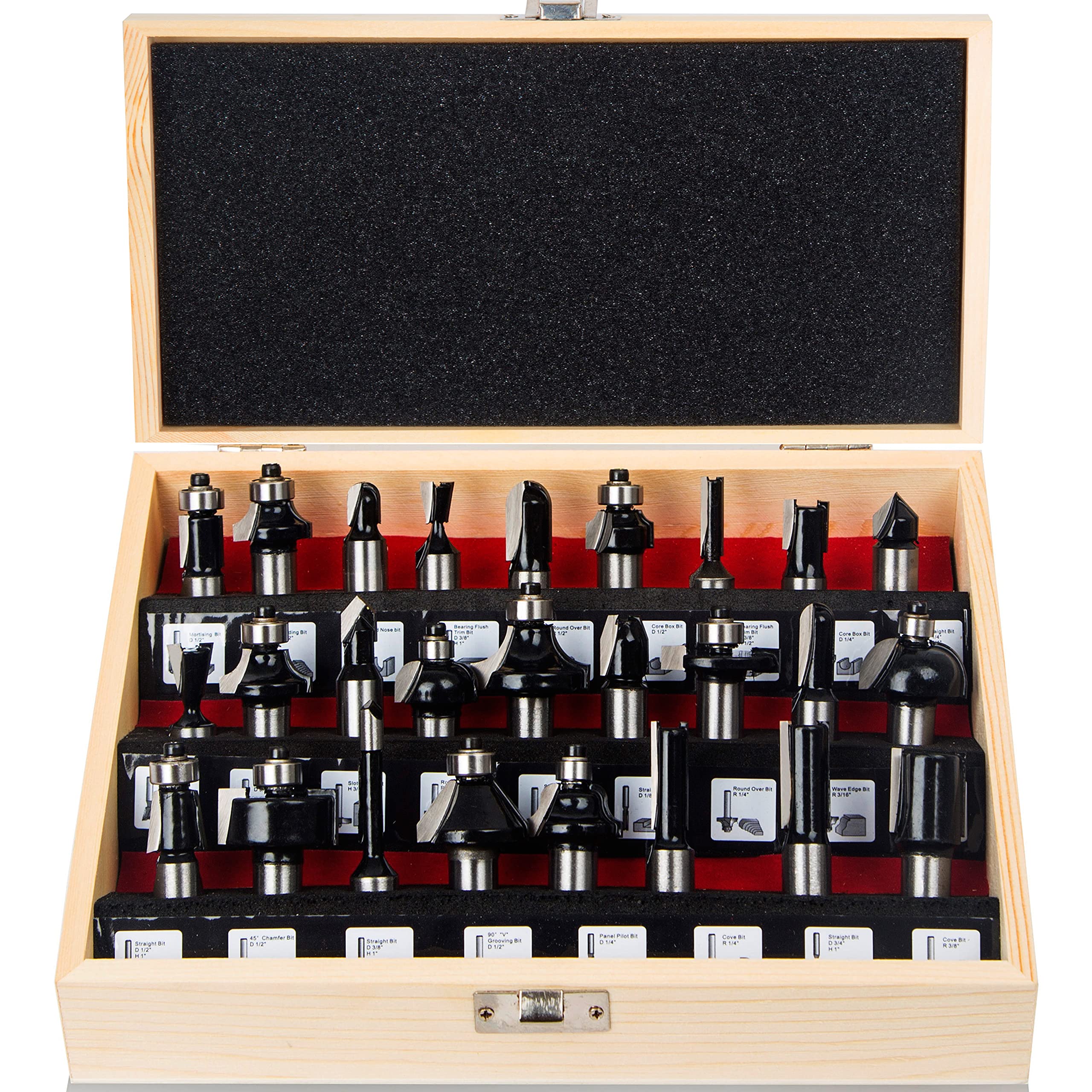 Set di Punte per fresatrici con Gambo da 1/2 Pollice, 26 Pezzi, arrotondamento degli Angoli, formatura dei Bordi, Set di Punte per fresatrici per Lavorazione del Legno (1/2, 4K10)