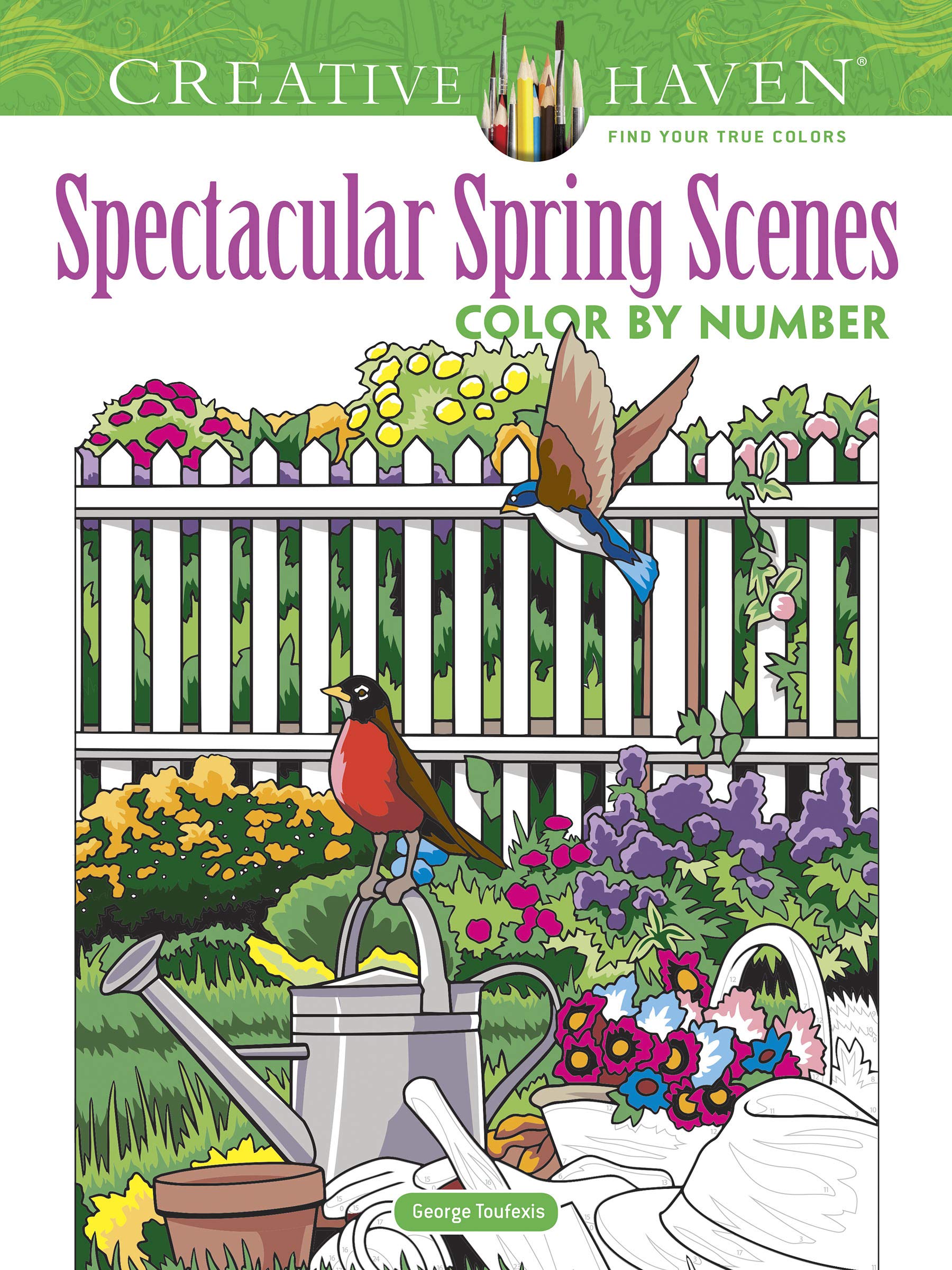 Creative Haven Spectacular Spring Scenes Color by Number (Adult Coloring Books: Seasons)
