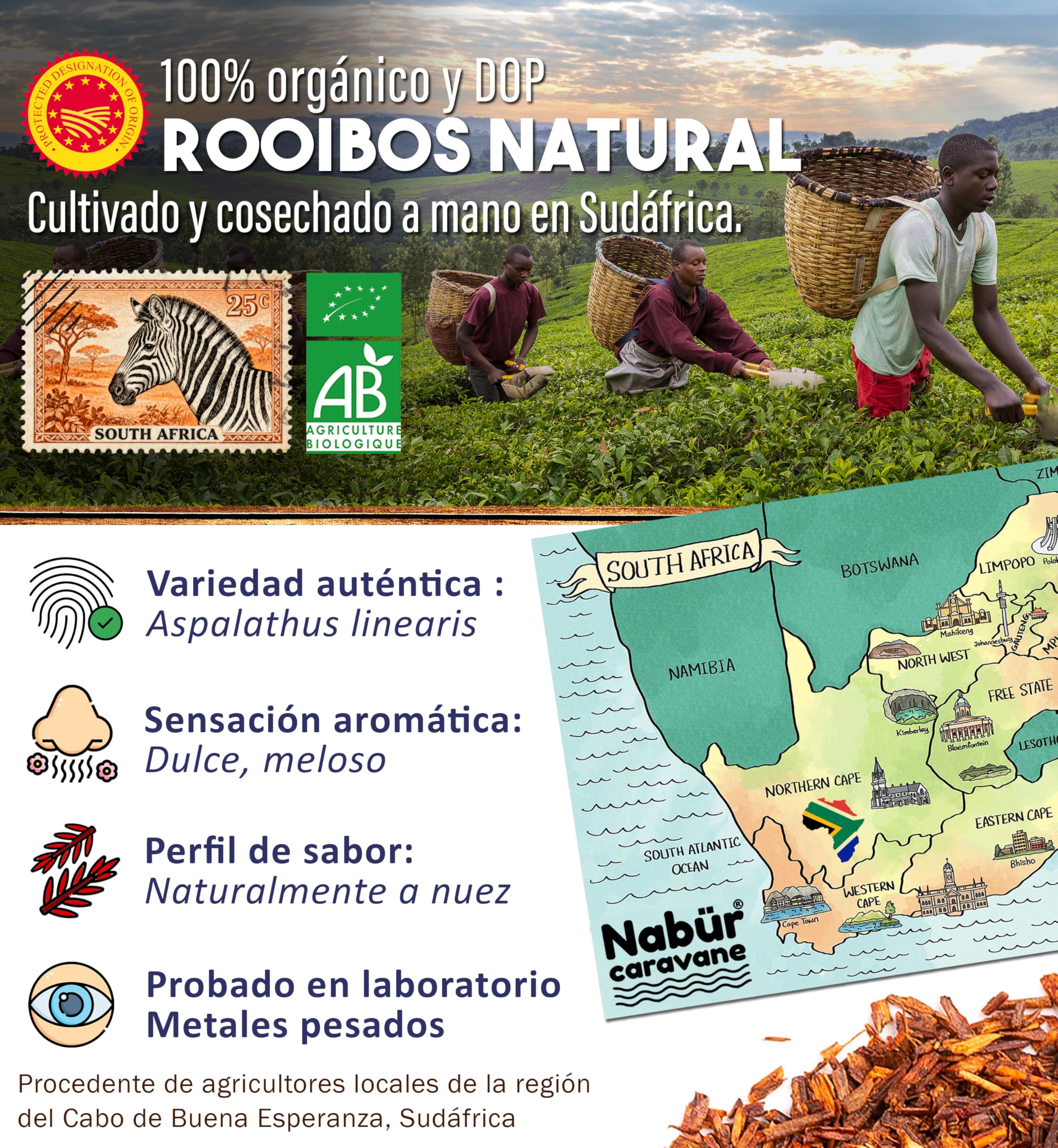 Rooibos Biologico Sfuso Bio 200g Tè Rosso Antiossidante 0% Teina Caffeina Nabür