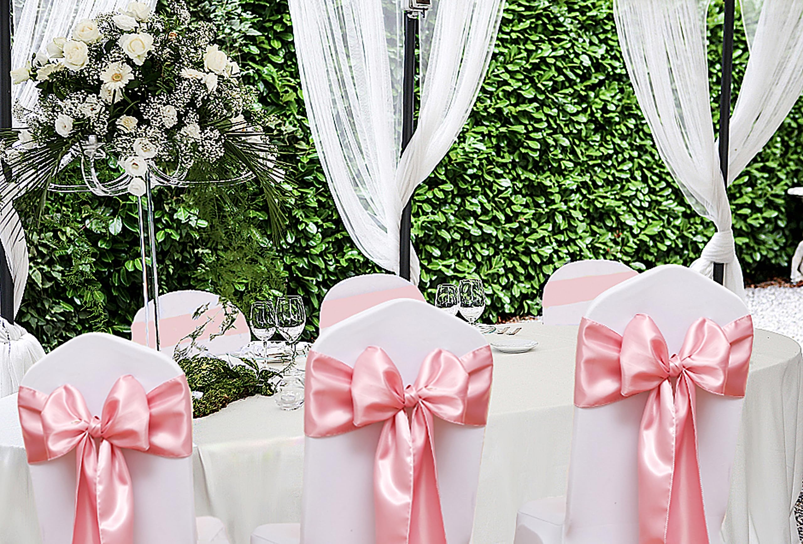Stuhlschärpen aus Satin, für Geburtstag, Hochzeit, Party, Babyparty, Dekoration, Altrosa, Satin-Stühle, Schleifen, Schärpen für Klappstühle, Bankett, Stuhl, 50 Stück