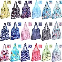 Vista 9 de Weewooday 18 piezas de bolsas de compras plegables reutilizables, bolsas de comestibles lavables a máquina, impermeables