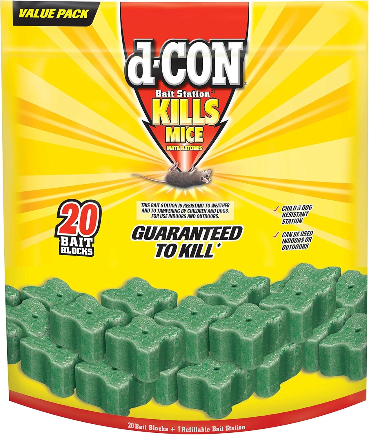 DCon Refillable Corner Fit Mice Bait Station, 1 Trap + 20