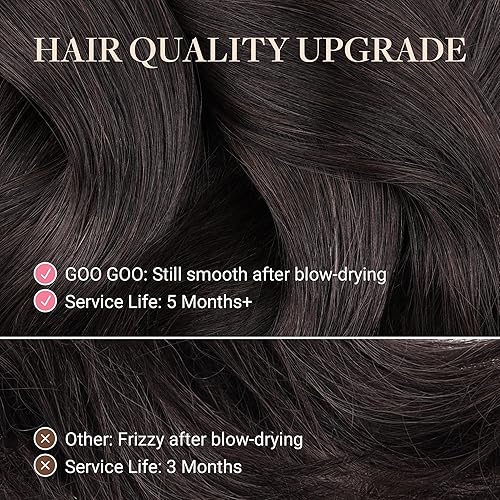 Miniatura 2 de GOO GOO Extensiones de cabello humano con cinta, 1B negro natural, 18 pulgadas, 1.76 onzas, 20 unidades, puntas gruesas, cinta adhesiva, sin