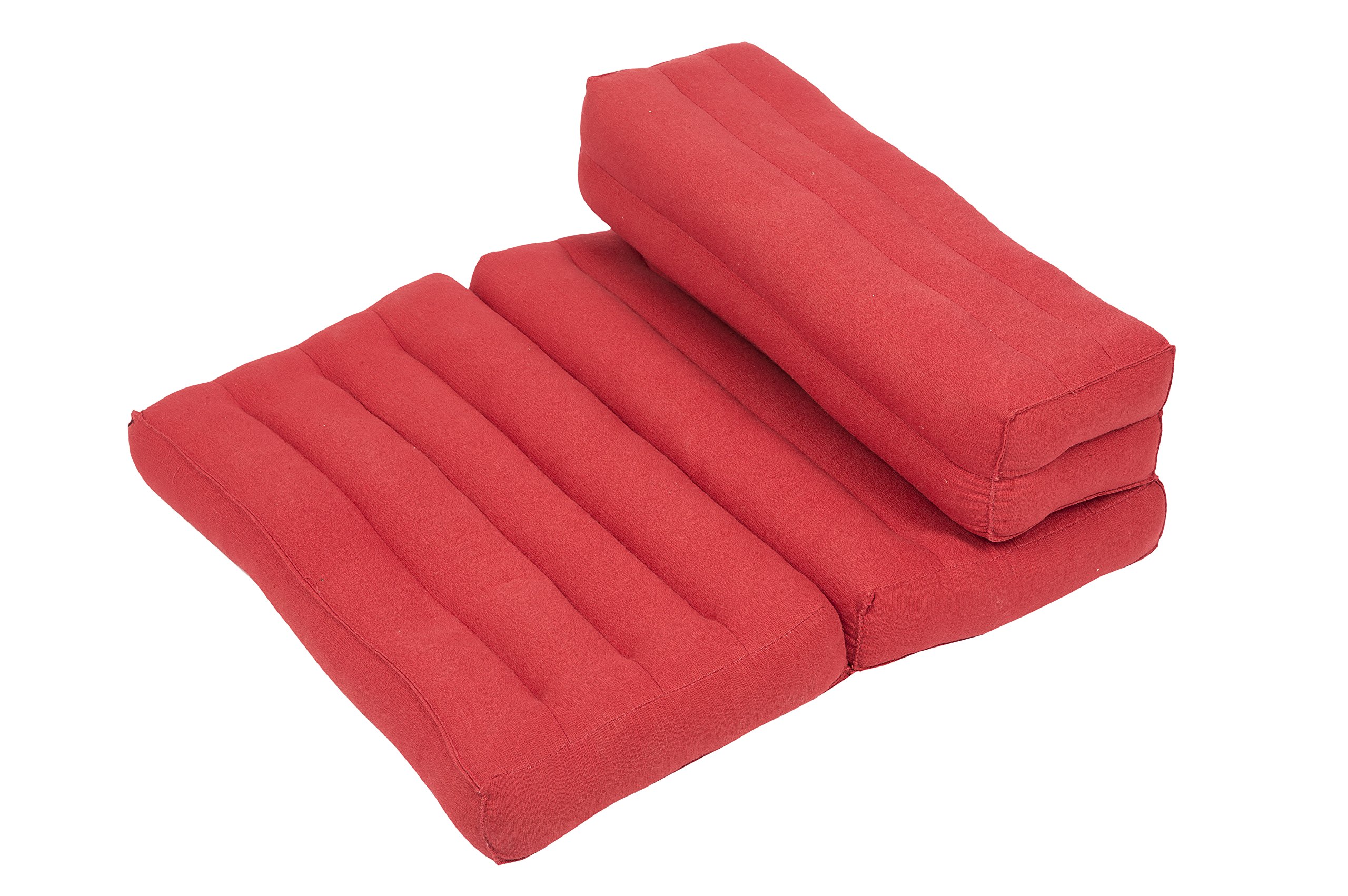 Handelsturm Foldable Thai Meditation Cushion Seat 100% Kapok filling Zafu Zabuton Traditional Pillow red