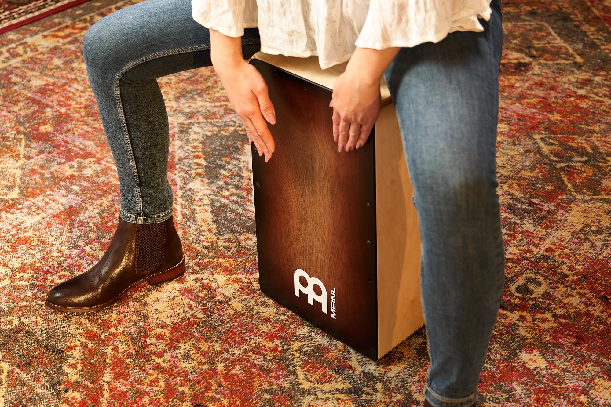 Meinl Percussion Woodcraft Cajon Instrument - Grande Drum Box con Suono Snare e Suono Basso Profondo - Superficie di Suono Espresso Burst (WC100EB)