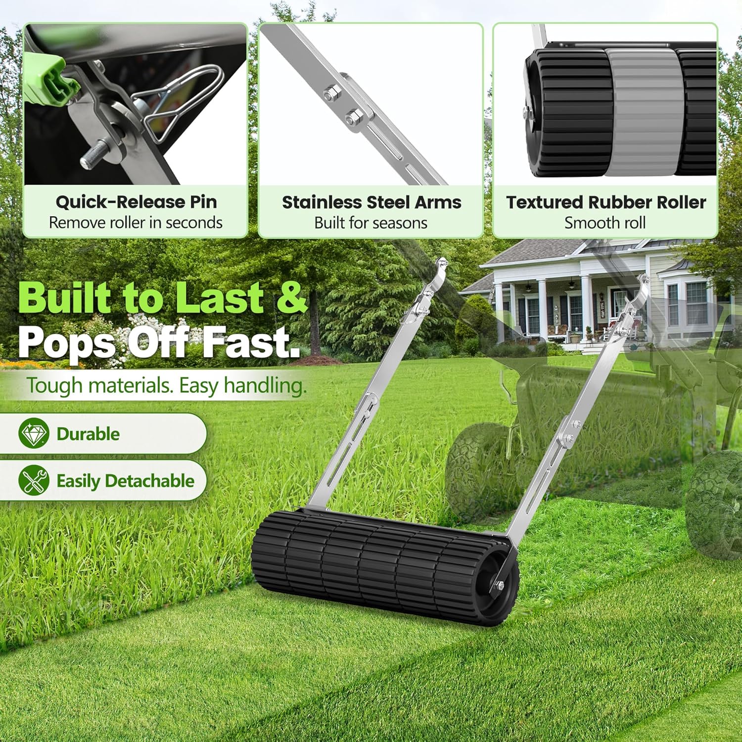 Lawn Striping Kit for 21" Walk-Behind Mowers - Fits EGO LM2100, Toro Recycler, Honda HRX217 - Heavy Duty Steel Roller, Quick-Release Mount, No Sand Fill, Professional Lawn Striper for Grass Stripes