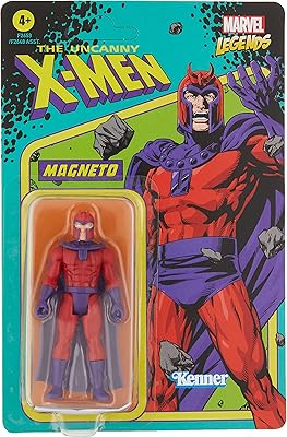Marvel Hasbro Legends Series 3.75-inch Retro 375 Collection Magneto Action Figure Toy, Red