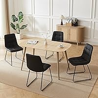 Vista 27 de Mesa de comedor moderna de granja de 47.2 pulgadas, mesa de comedor rectangular de madera con patas de metal para 4 personas para comedor, cocina