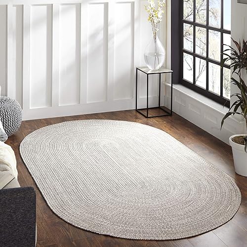 Miniatura 6 de SUPERIOR Alfombra de área trenzada reversible para interiores y exteriores, 8 x 10 pies, color blanco pizarra