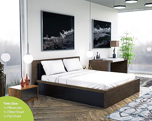 Vista 89 de BAMPURE - Juego de sábanas de 100 % viscosa de bambú, refrescantes, suaves, bolsillo profundo de hasta 16 pulgadas, 1 sábana encimera, 1 sábana Gris