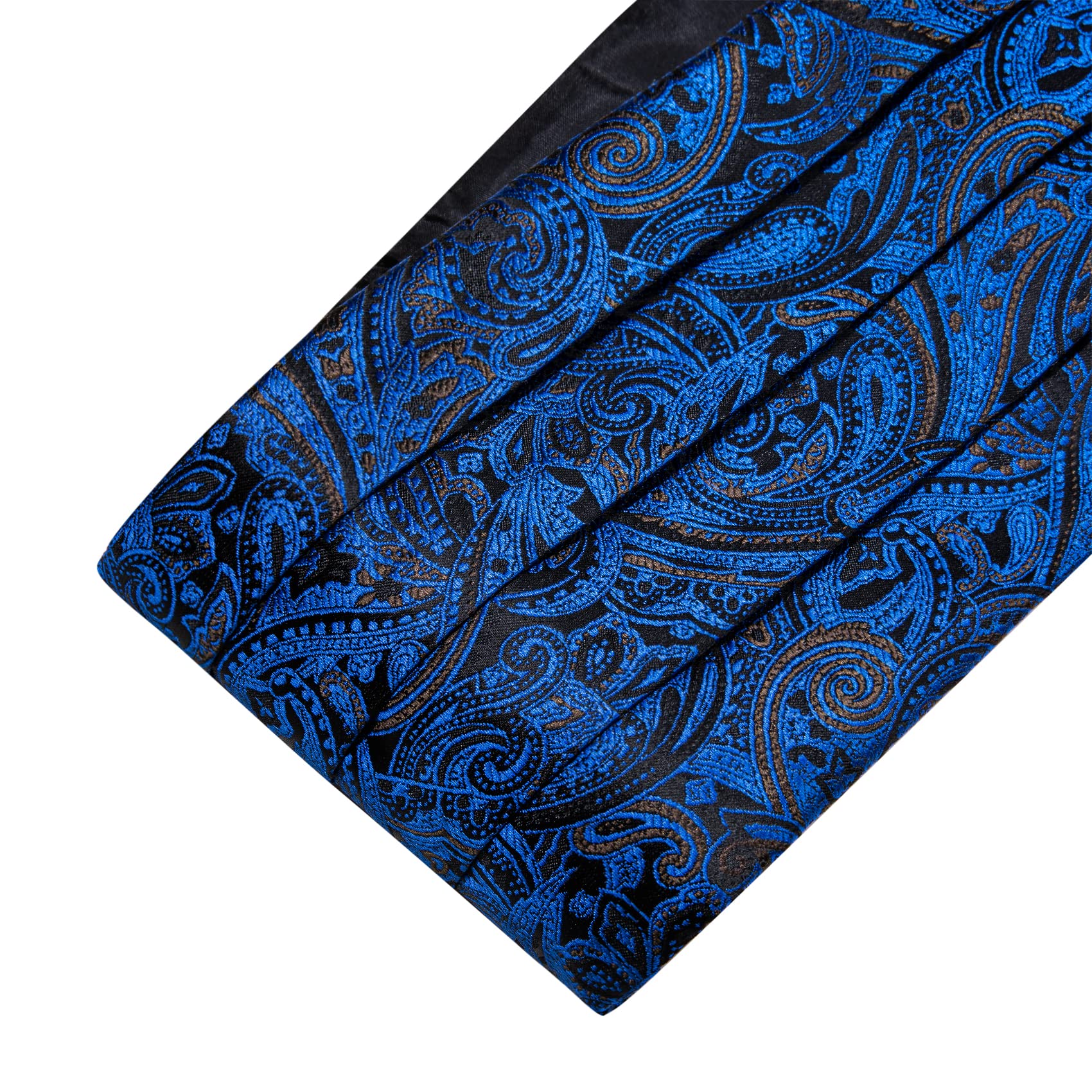 Barry.Wang Cummerbund Bow Tie Set for Men, Silk Cummerbund Pretied Bow Tie Pocket Square Cufflinks