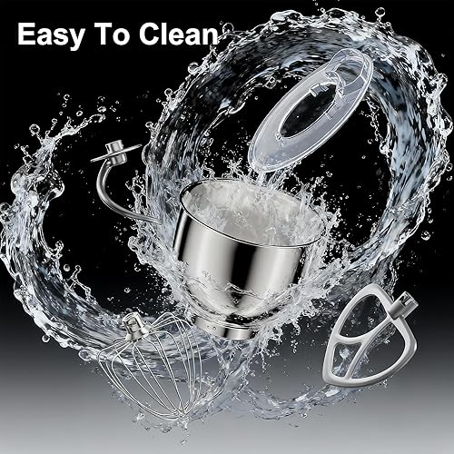 Miniatura 8 de Mezclador de masa de metal de 8.45 cuartos de galón, mezclador de pie de cocina de gran capacidad de 10 velocidades con temporizador digital y