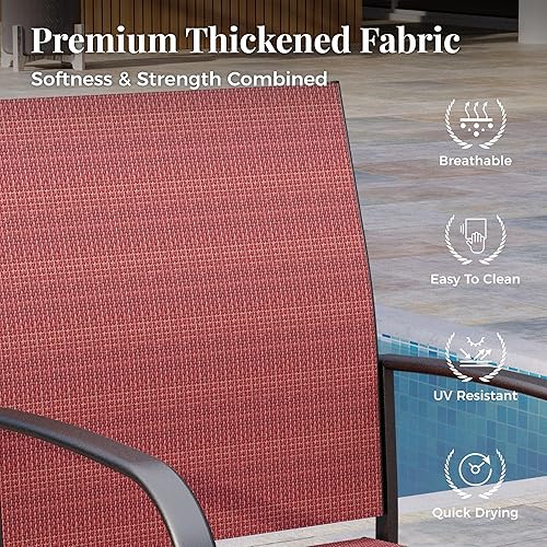 Miniatura 2 de Juego de 5 piezas de mesa y sillas de patio, juego de muebles de comedor para exteriores de 4 personas, 4 sillas rojas de Textilene y mesa de 37"