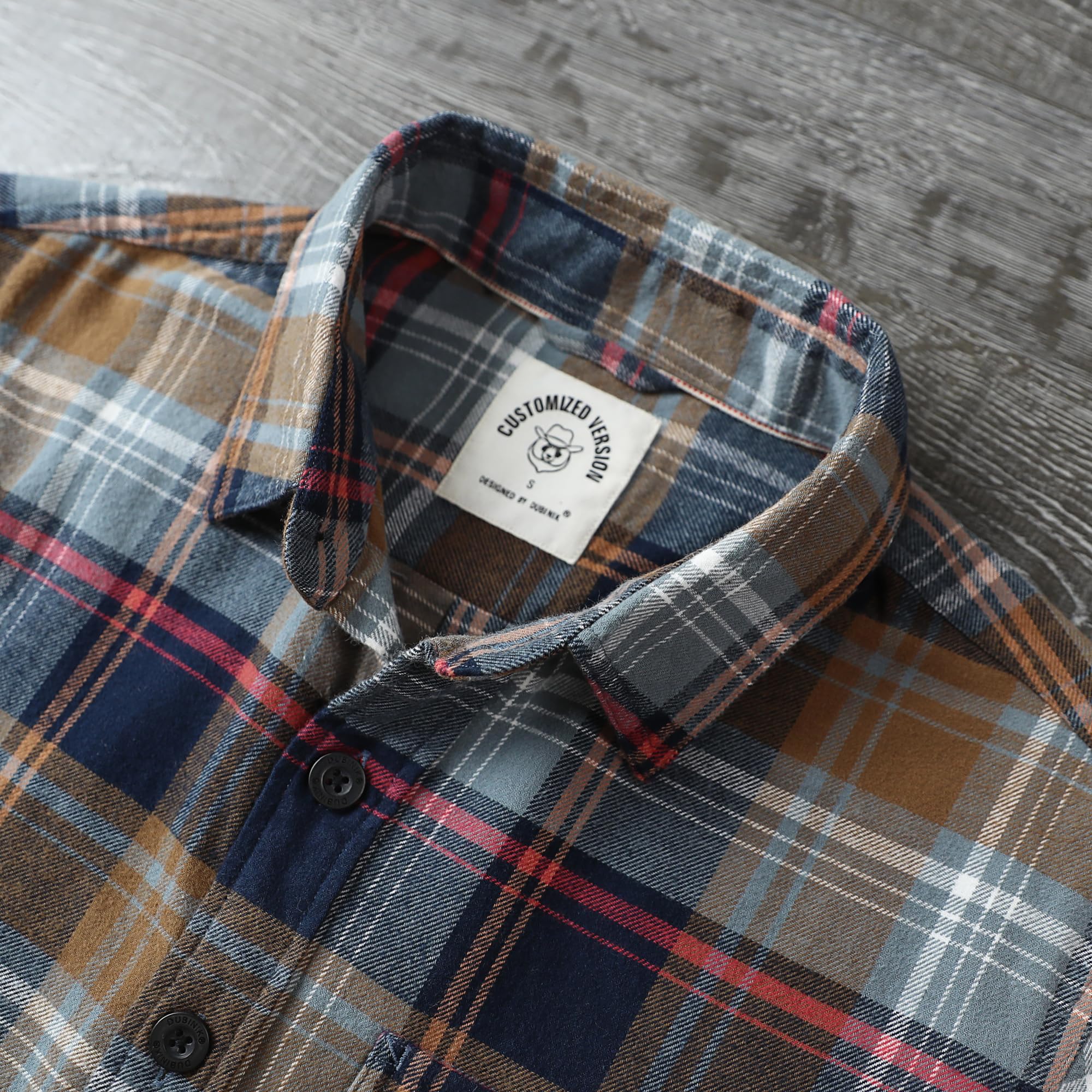 Dubinik® 6 oz Camisa Franela Hombre Manga Larga Informal con Bolsillo Invierno Casual Termica Cuadros