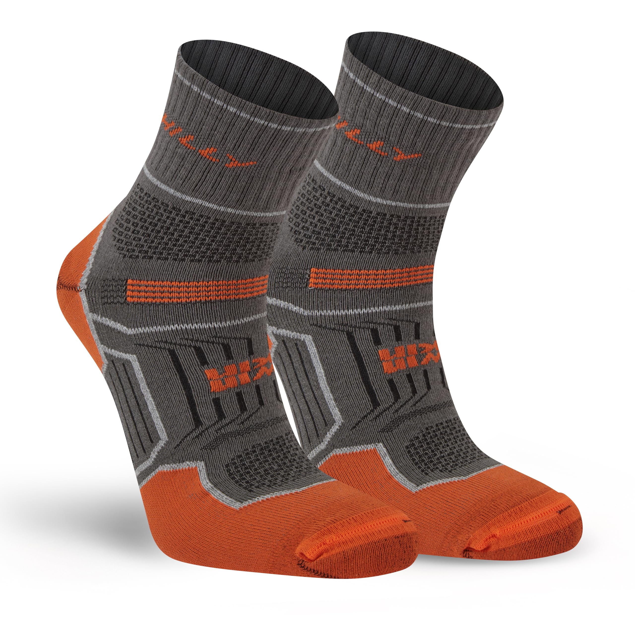Hilly, Twin Skin, Anti Blister - Anklet - Med Cushioning, Dark Grey/Orange, M