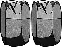 Vista 24 de BATTOO Cesta de lavandería plegable de malla fuerte de lujo tipo pop-up con bolsillo lateral para cuarto de lavandería, baño, habitación de niños