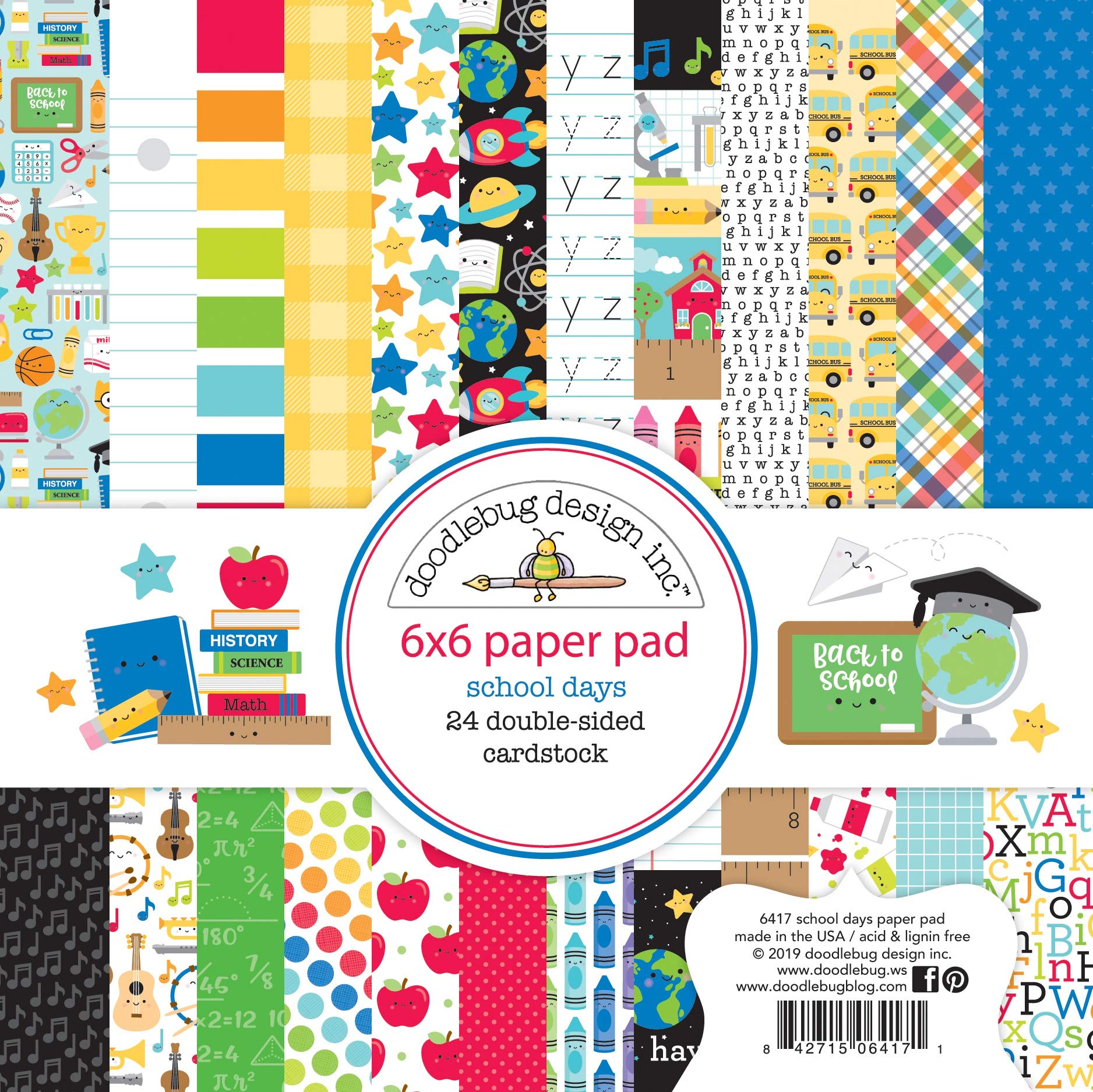 Doodlebug 602315 School Days Paper 6 x 6 Pad
