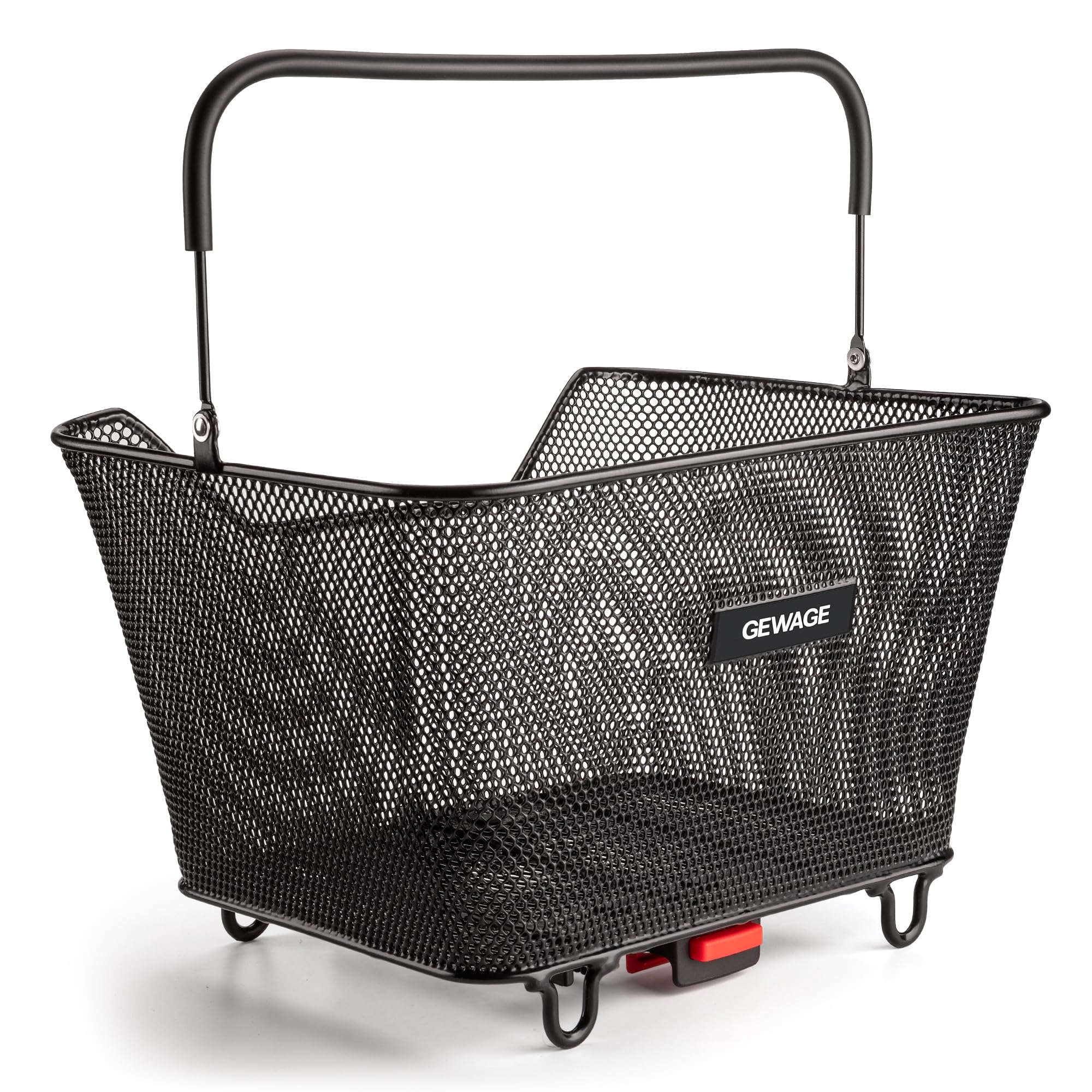 GEWAGE Gepäckträgerkorb hinten, quer montiert, Schnellverschluss, 20 kg | Quer montierter Metallkorb 40,5 × 31 × 22 cm mit Schnellverschluss, dichtem Drahtgitter und bis zu 20 kg Tragkraft.