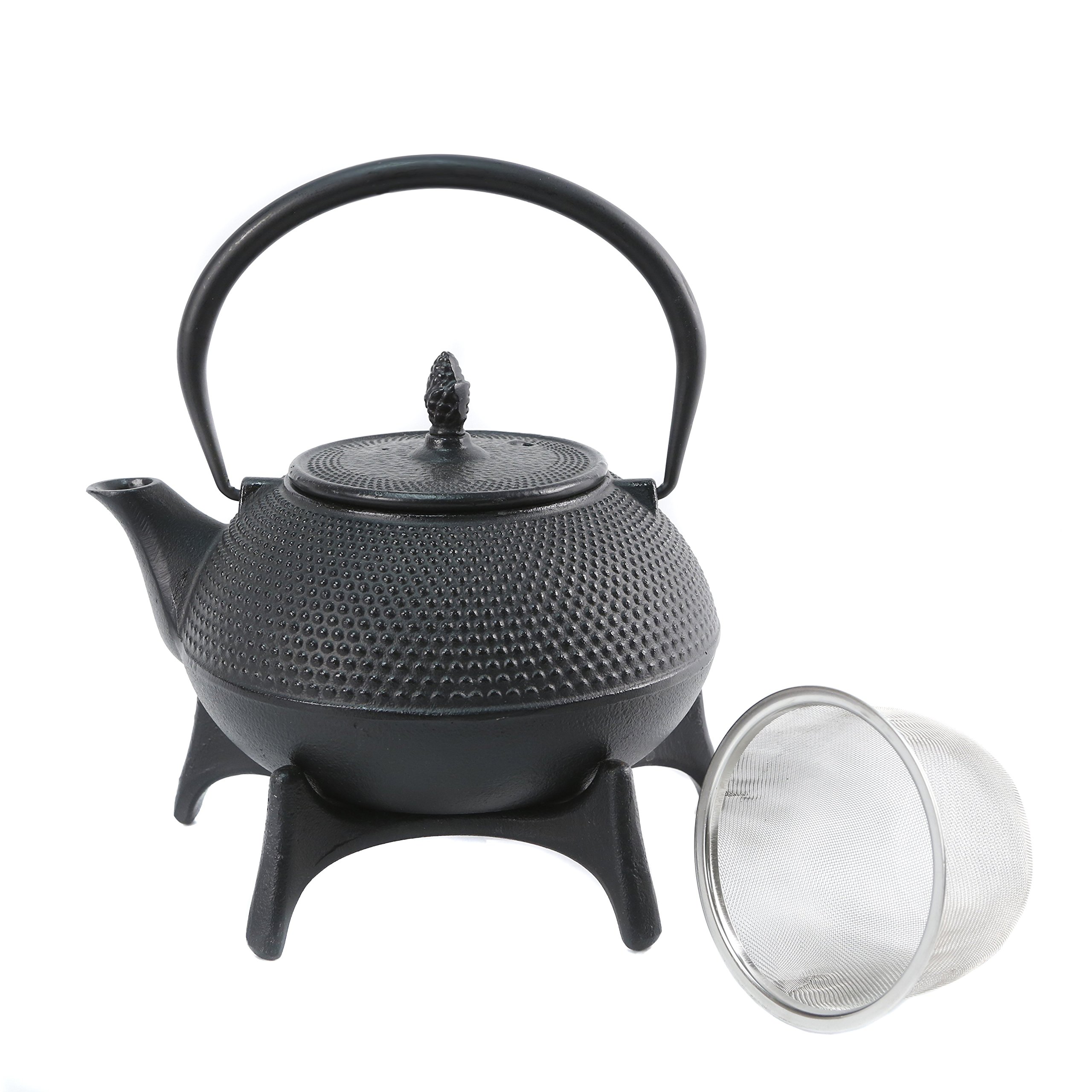 CuisilandSmall Hobnail Cast Iron Teapot Set 41oz Black