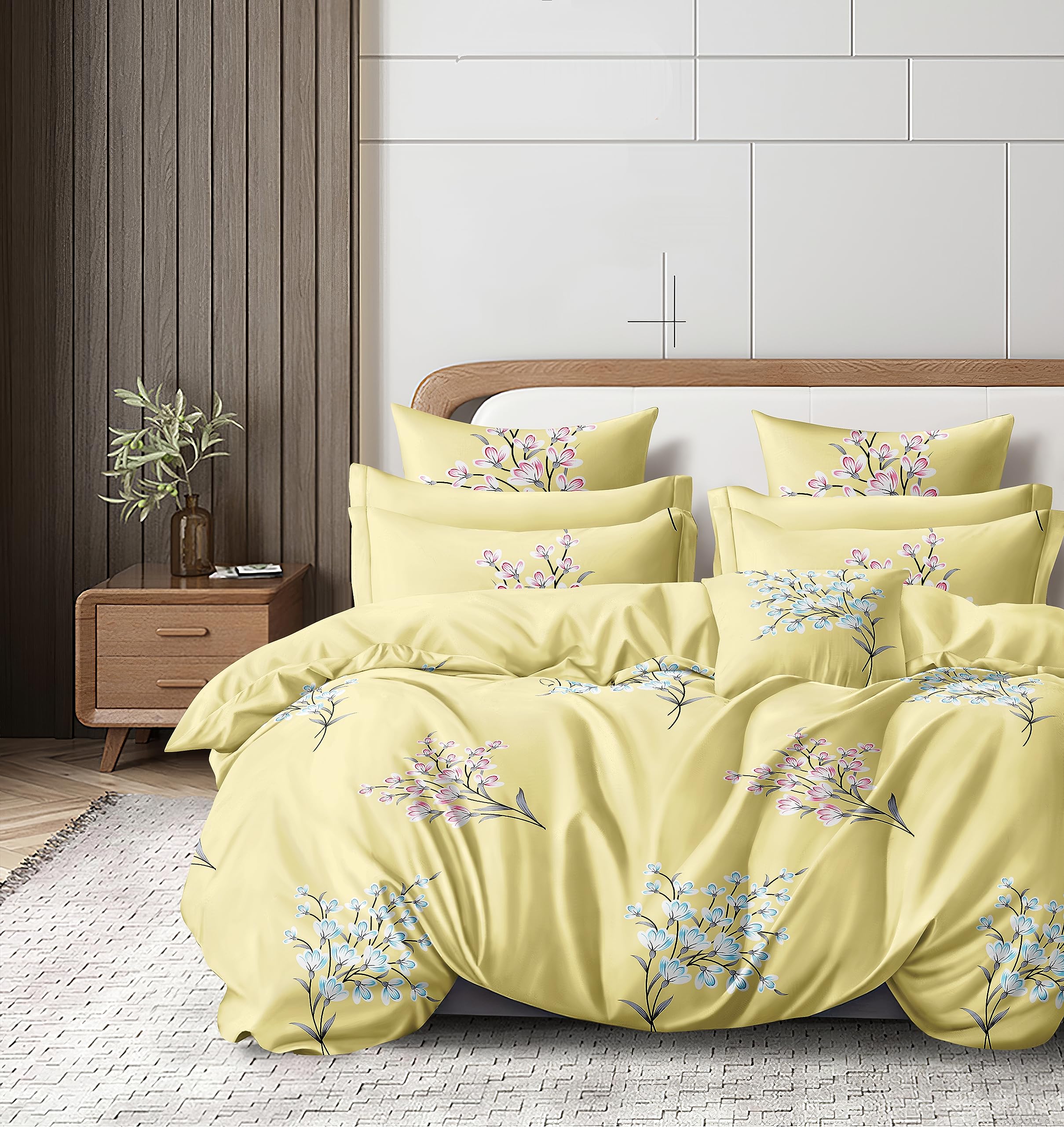 Cortina Microfiber Queen Sheet Set - Leaf & Sky Blue -10 Cortina Microfiber Queen Sheet Set - Leaf & Sky Blue -10