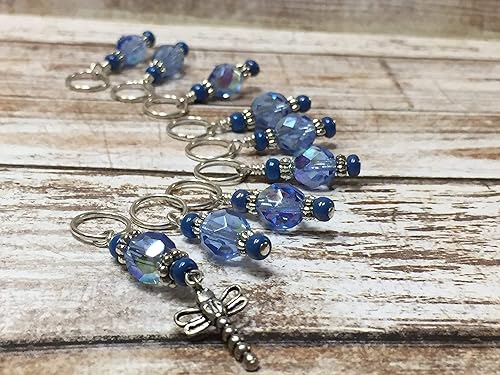 Miniatura 2 de Dragonfly Beaded Stitch Marker Charm Set for Knitting Women, Progress Keeper for Fiber Artists