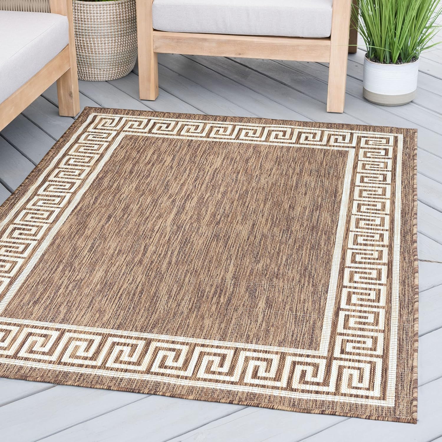Brown Water Resistant 2x3 Indoor Outdoor Rug | Outdoor Rugs for Patios, Deck, Porch, Entry, Entryway | Outside Area Rug | Outdoor Patio Rug