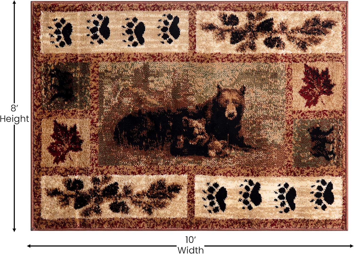 Masada Masada Rugs Kodiak Collection 8'x10' Cabin/Lodge Area Rug with Bear and Cub Scene