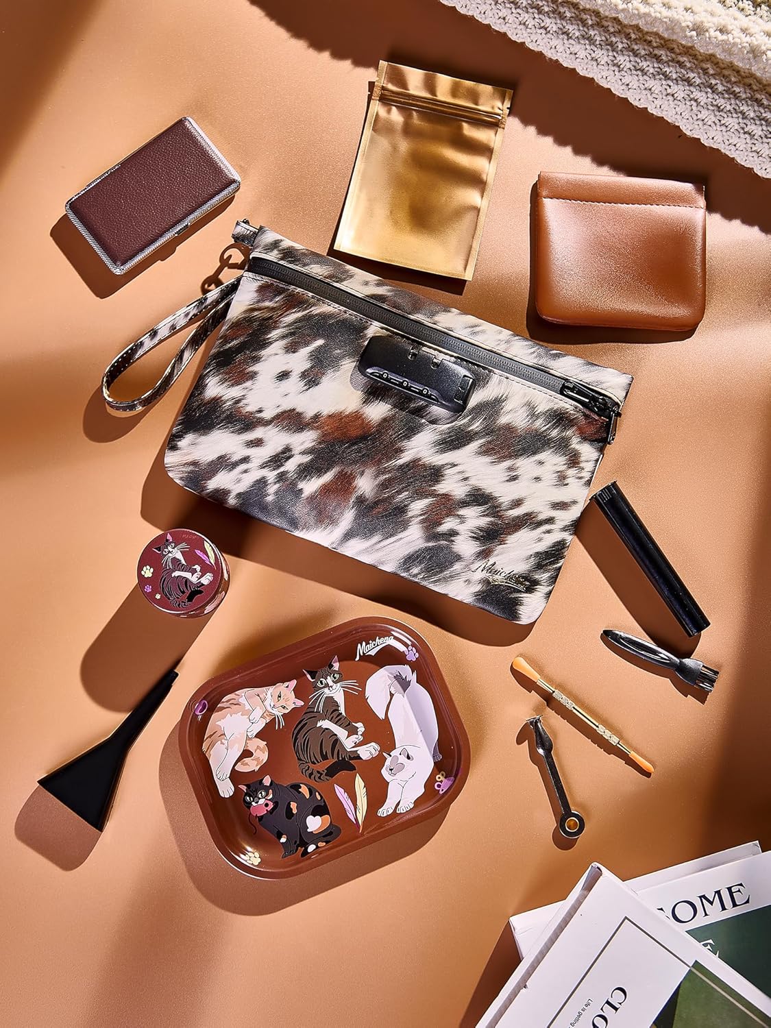 Storage Bag with Combination Lock and Accessories Carbon Lined Bag Container Travel Medicine Cosmetic Organizer Great Gifts for Women