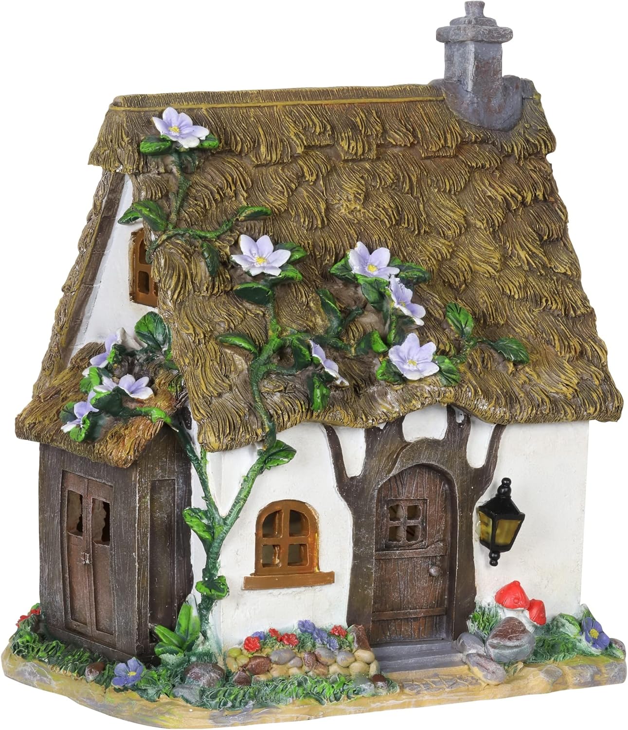 Solar Flower Vine Fairy Cottage Garden Statue 12 Inch Multi