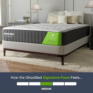 GhostBed Signature 12 Inch Queen Mattress Cooling Memory Foam Mattress Medium Comfort, Pressure Relief, CertiPUR-US Certified, Made in USA
