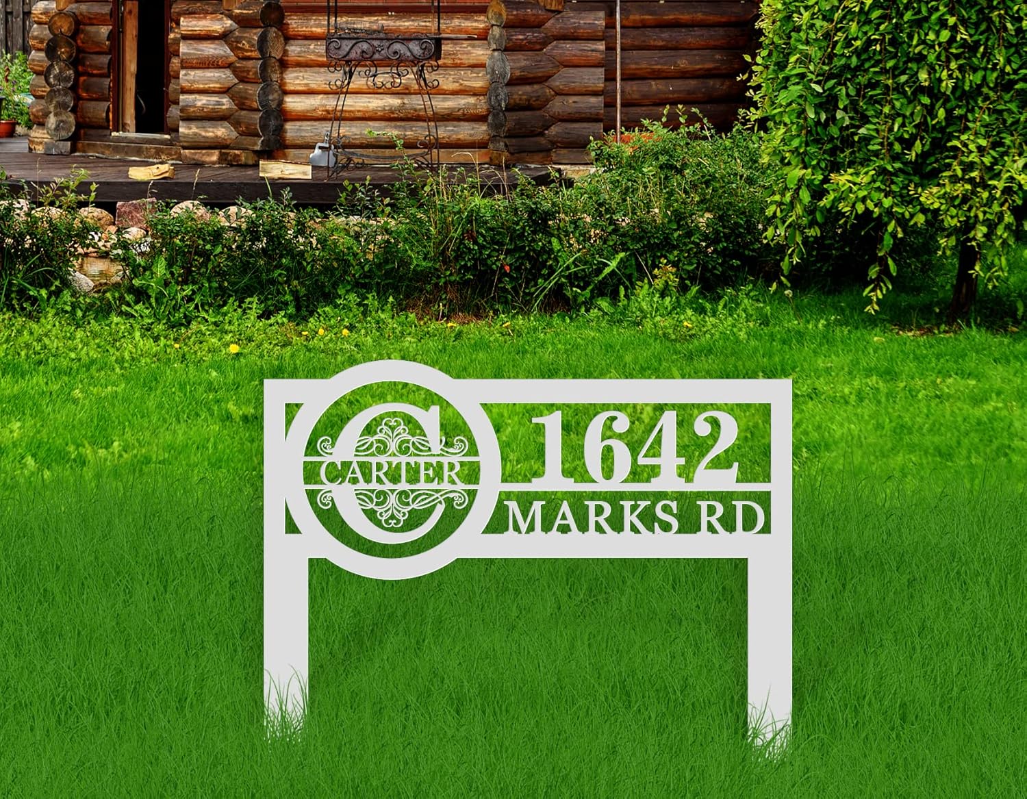 Personalized street sign with Stake Yard Address Sign with Last Name Address Plaque House Number Signs House Address Numbers for Lawn Garden Ground Personalized Yard Signs Custom Home Street Number Sign
