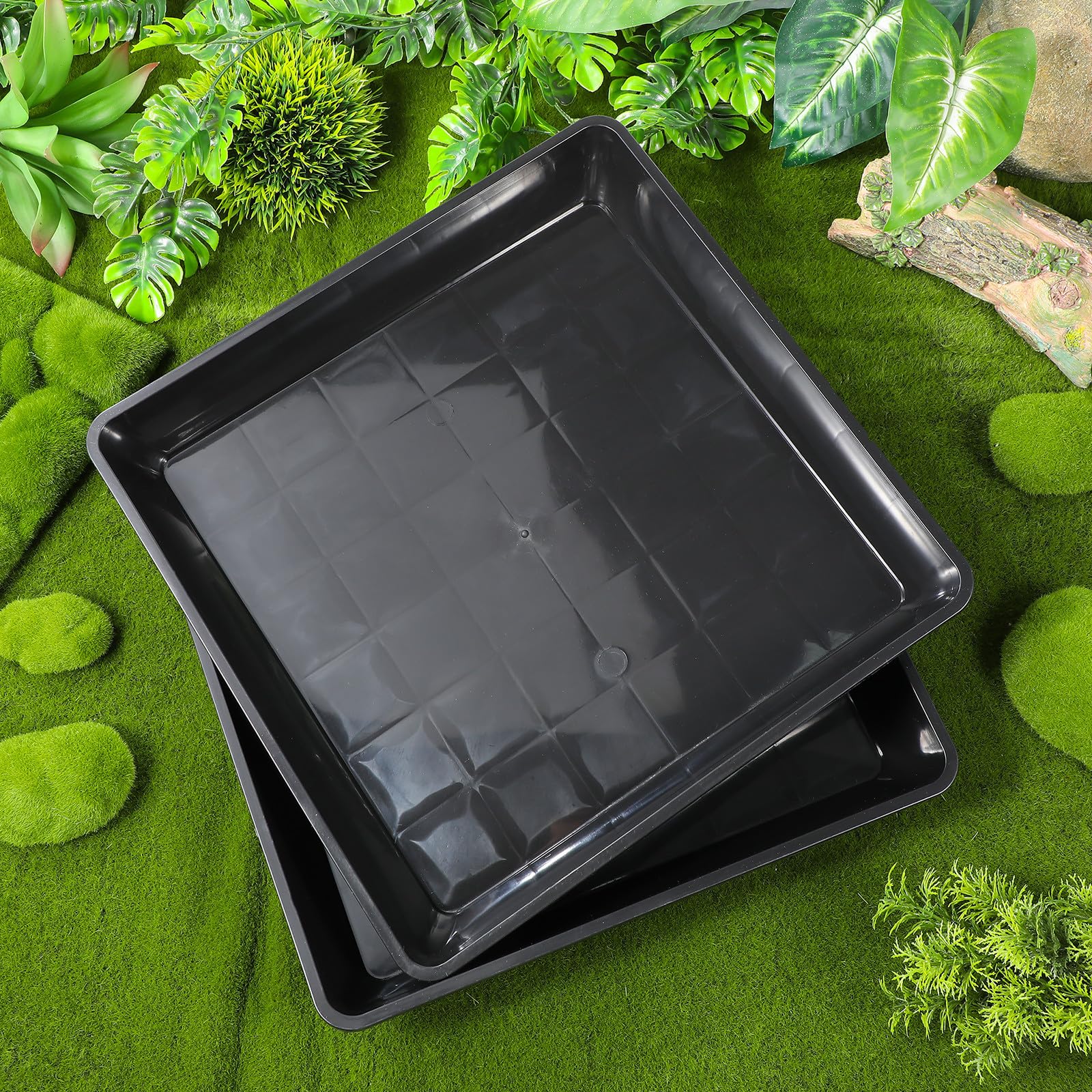 Toddmomy Bandejas de Plástico para Plantas (Paquete de 2): Platillos Cuadrados para Exteriores, Bandejas de Goteo para Macetas Y Balcones.