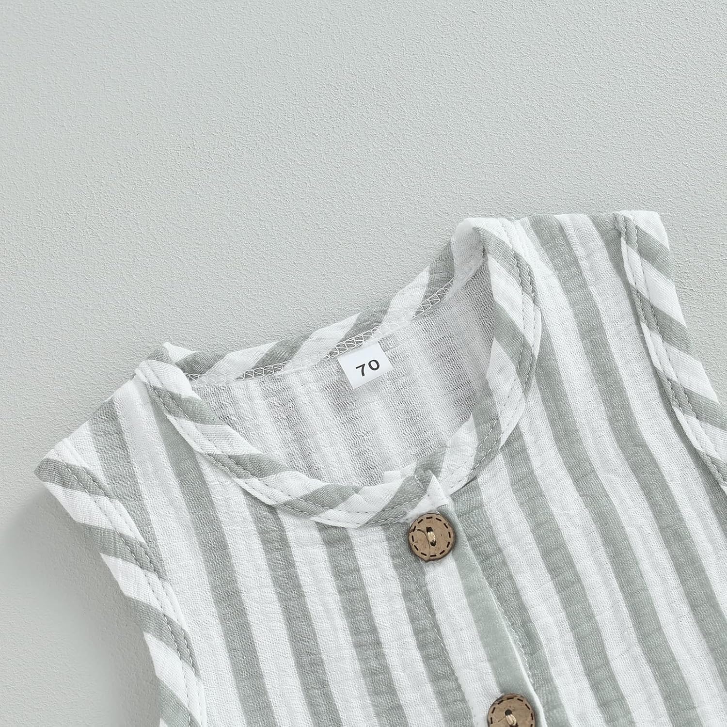 Infant Baby Boys Girls Cotton Linen Jumpsuits Sleeveless Button Down Striped Short Overalls Romper Summer Fall Outfits - Image 5