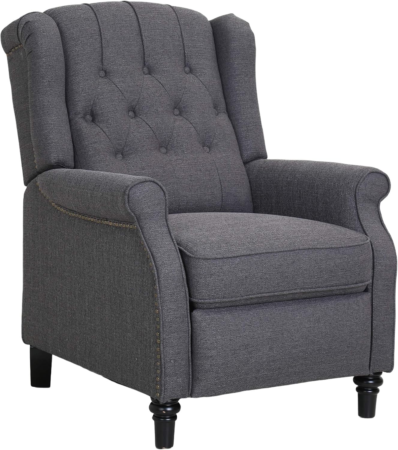 Amazon Brand – Ravenna Home Pritchard Classic Recliner with Nailhead Trim (29.1"W) - Smoke Gray