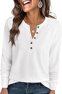 ANRABESS Waffle Knit Henley Top