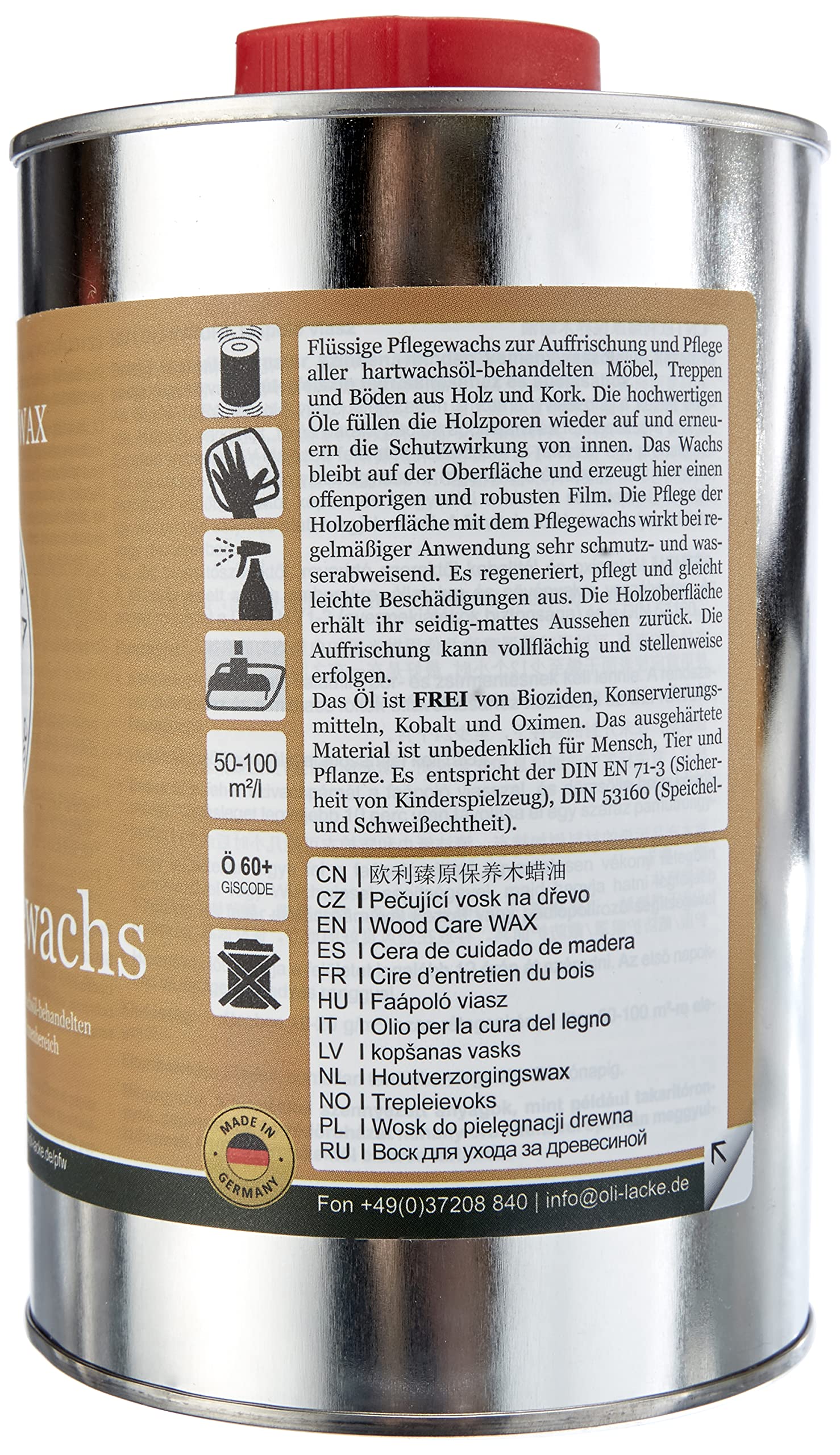 OLI NATURA Ã–le & Wachse A03750_RF OLI-Natura - Cera para el cuidado de la madera, transparente, incolora