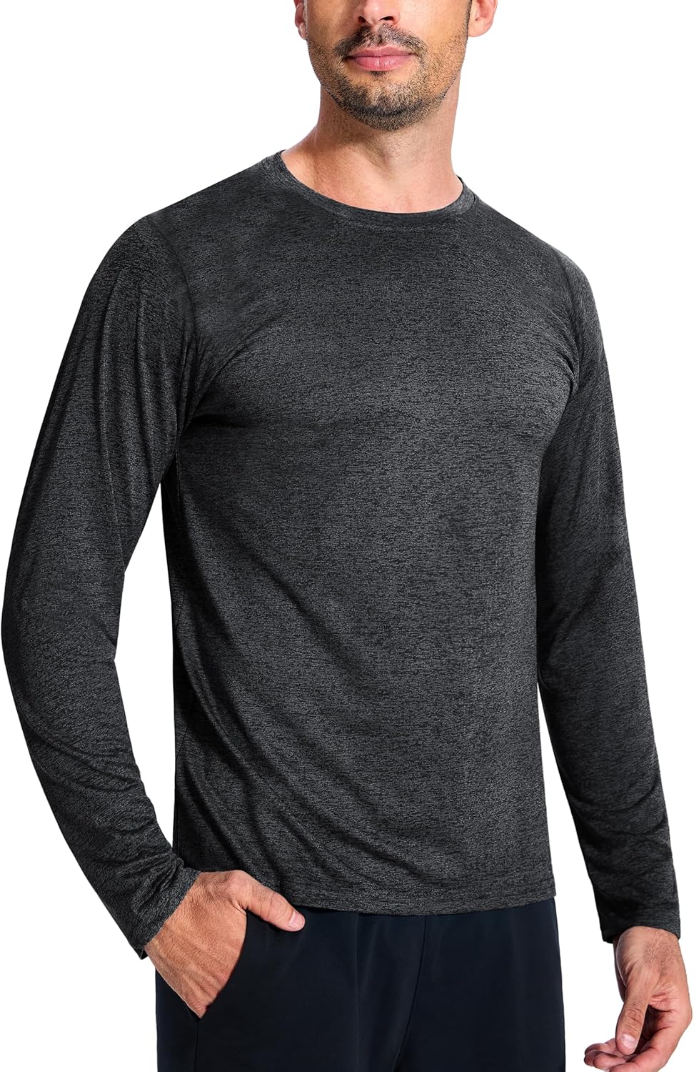 5 Pack Men's Dry Fit Quick Dry Long Sleeve Shirts Moisture Wicking T-Shirts for Fishing Athletic Workout Gym