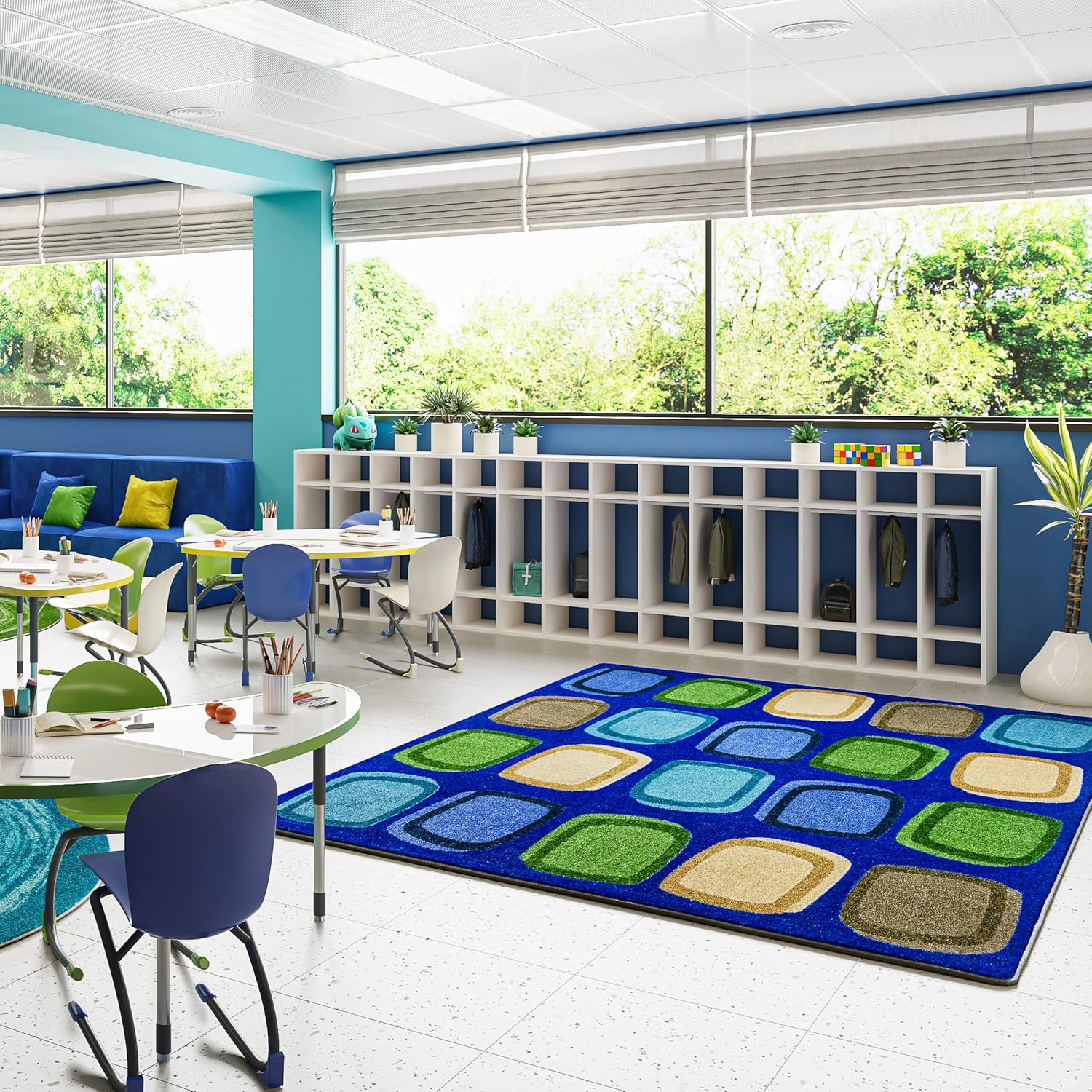 Joy Carpets Harmony Blocks Area Rug in Color Multi, 7'8" x 10'9"