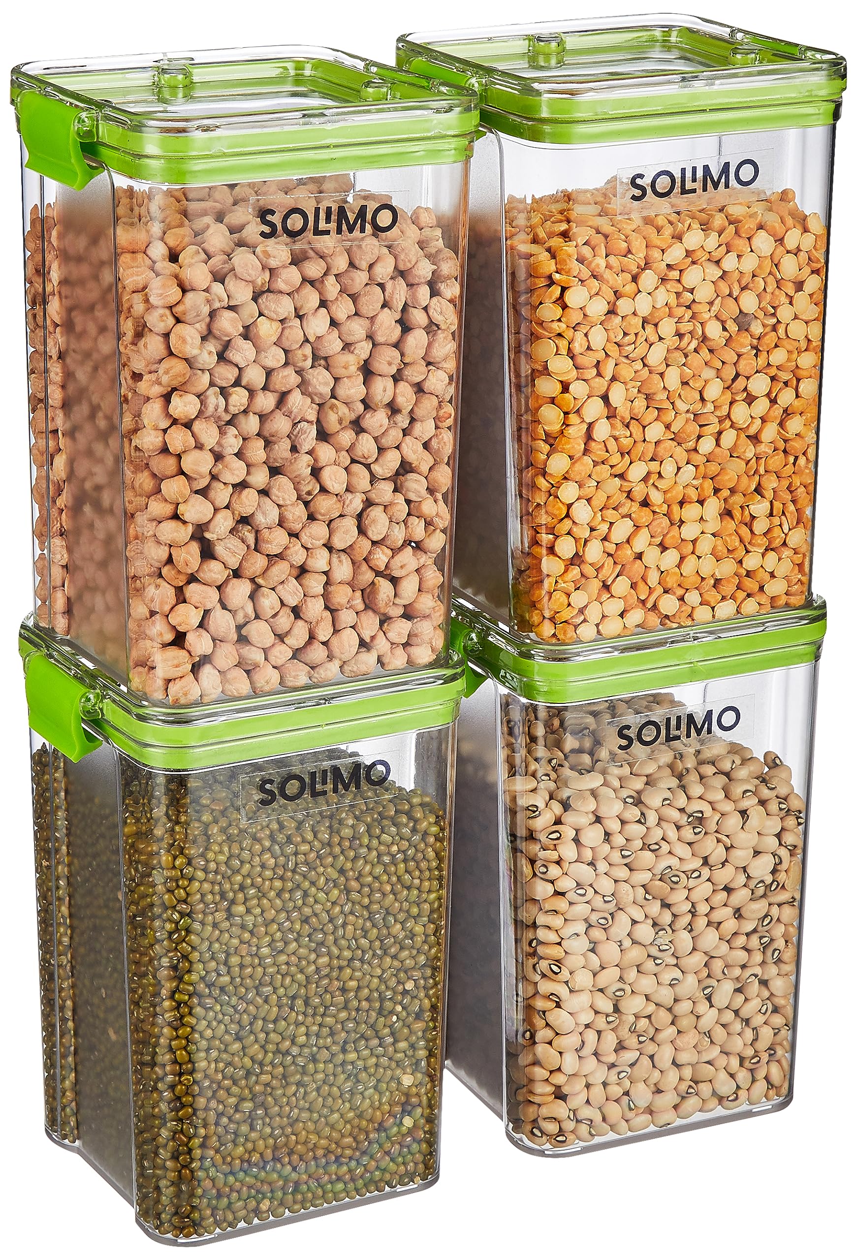 Amazon Brand - Solimo Multipurpose Airtight Containers For Kitchen, Square, Set Of 4, 1200 Ml Each, Green - Plastic (B0C1JRP7K2) Amazon Price History, Amazon Price Tracker