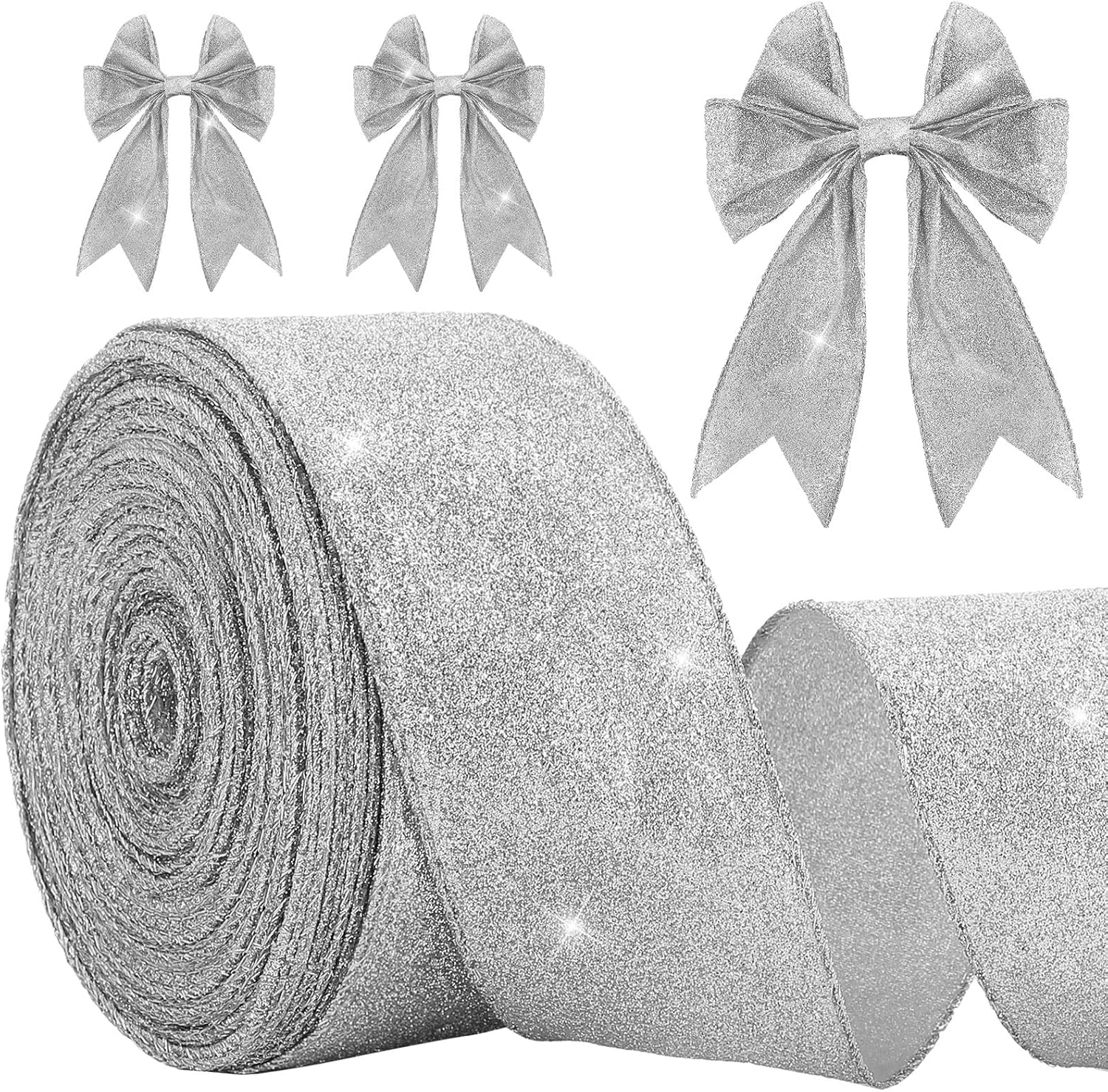 2.5 Inch x 50 Yards Christmas Glitter Ribbon Sparkly Ribbon