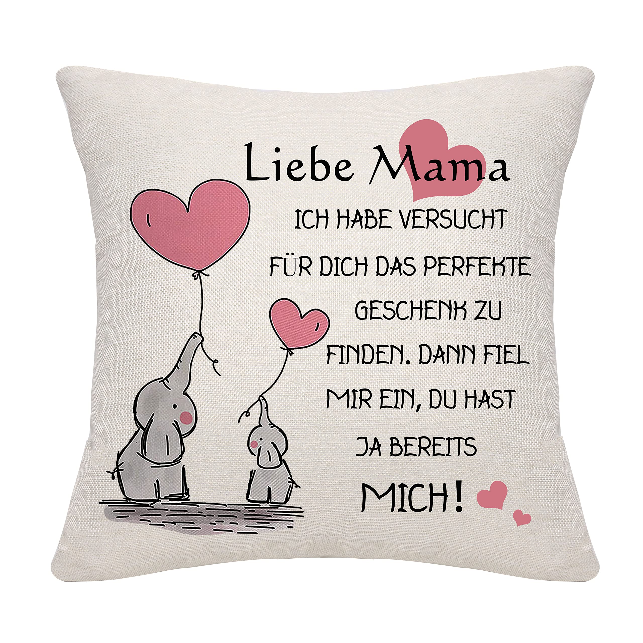 Bommex Elefant Kissenbezüge für Mama Tochter Sohn Papa Oma Großmutter Enkelin Enkelin Tante Nichte Freundin Frau Familie Geschenk Geburtstagsgeschenk