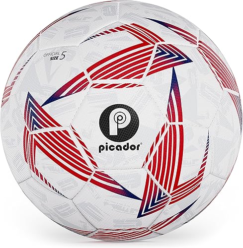 PP PICADOR Size 5 Soccer Ball Official for Adult Youths, Training Match Soccer Balls Outdoor Indoor Sport with Pump